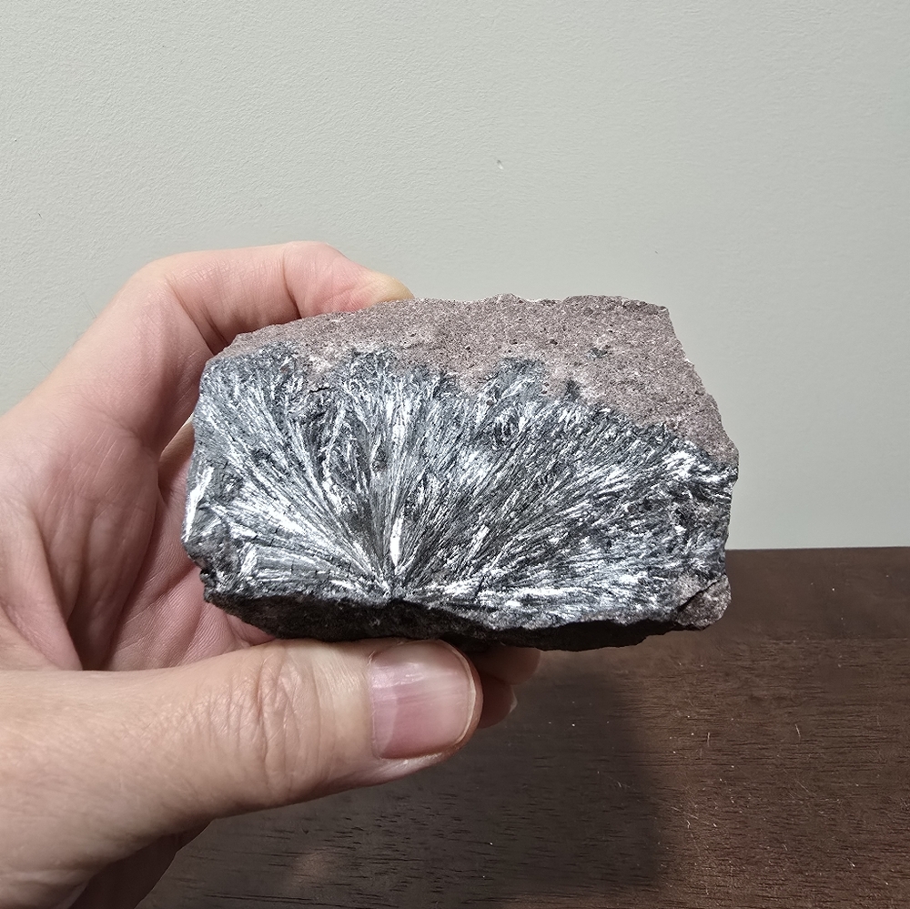 Pyrolusite Crystal on Matrix Rock